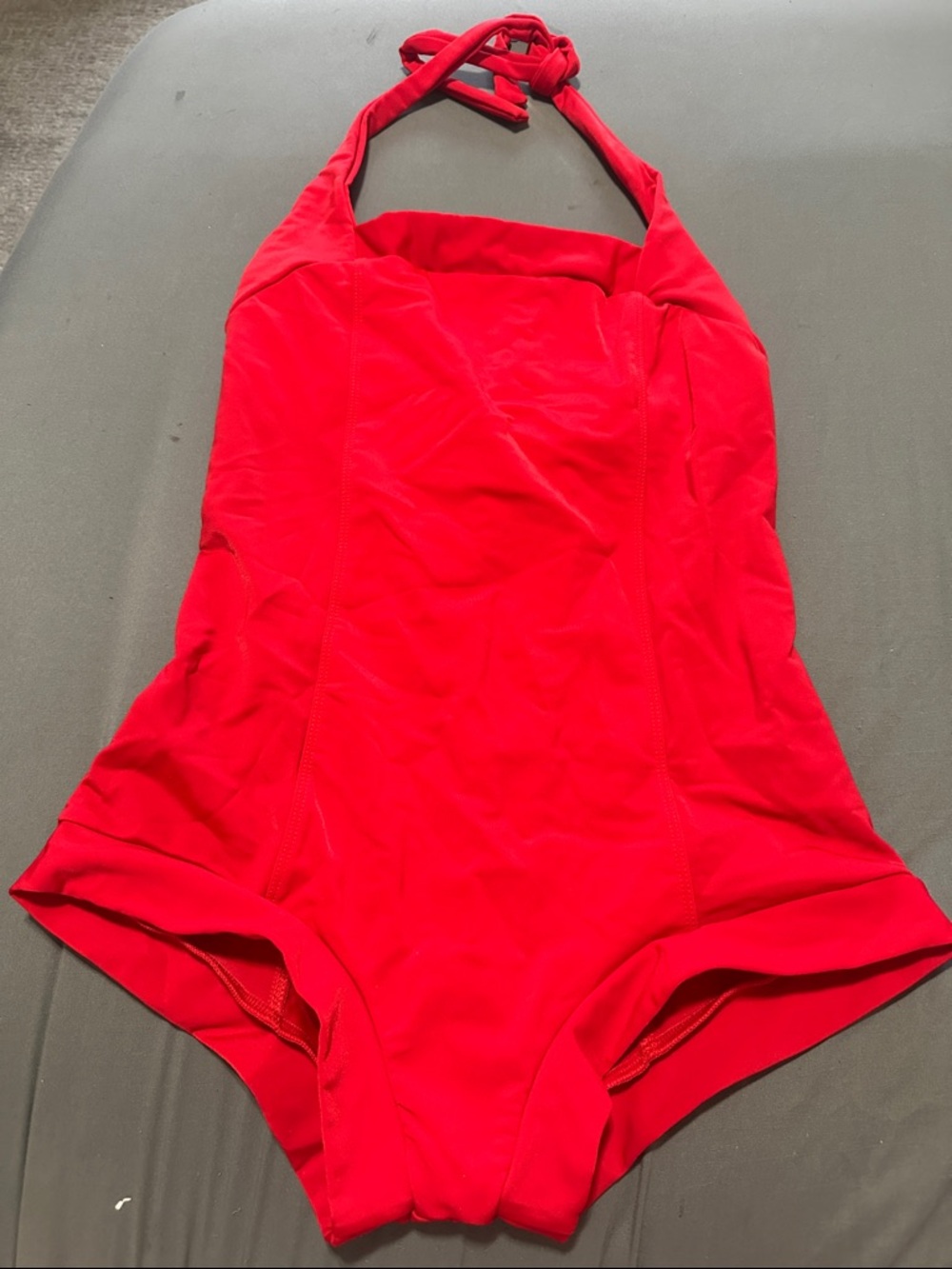 Bright Red One-Piece Halter Swimsuit